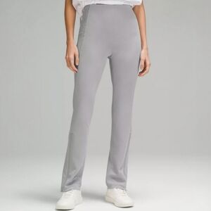 Lululemon Athletic Pants Ribbed Softstreme Zip-Leg HR Straight Flare Grey Size 6